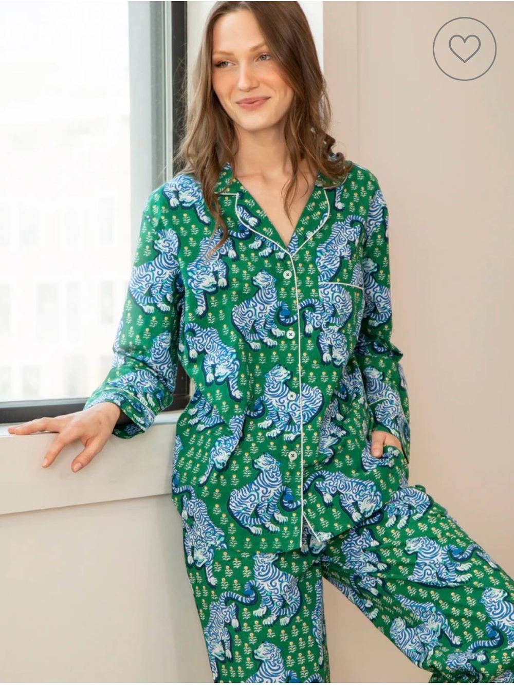 Printfresh Tiger Queen Long PJ Pajama Set 100% Organic Cotton Poplin